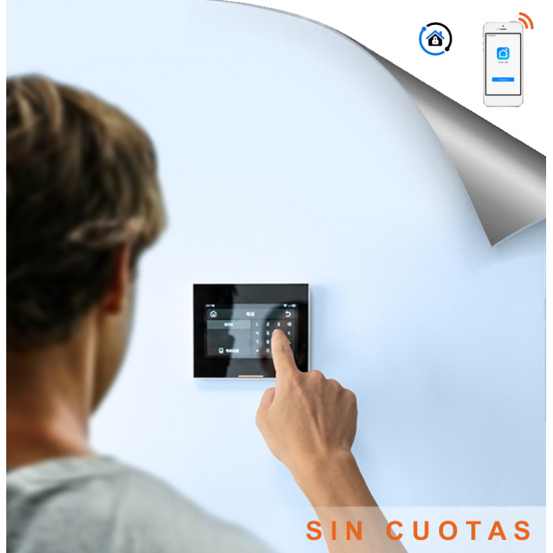Sistema de alarma para seguridad del hogar, pantalla táctil completa  inalámbrica de 4.3 pulgadas, sistema de alarma 4G WiFi para el hogar con  alerta