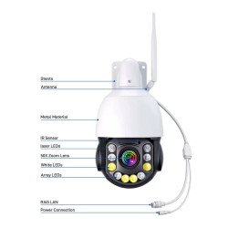 Cámara IP PoE PTZ 5MP Metálica – Zoom Óptico 50X y Visión Nocturna