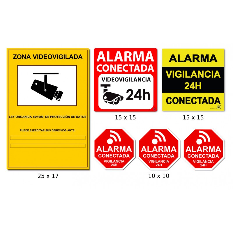 Pack 6 vinilos disuasorios Zona Videovigilada CCTV LOPD Alarma