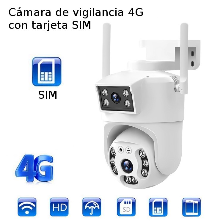 Cámara de vigilancia lente dual Motorizada 4G con tarjeta SIM