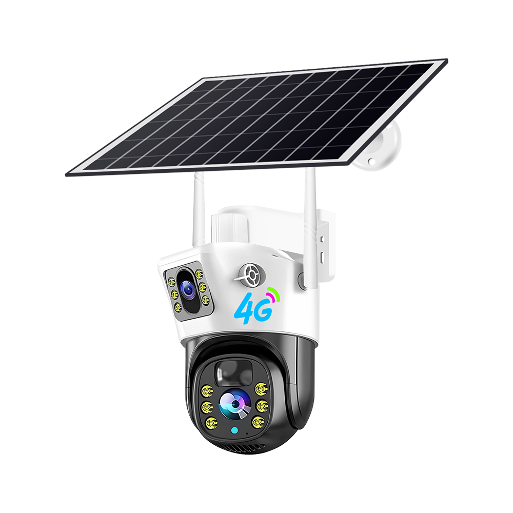 Cámara Solar 4G motorizada con baterías totalmente inalámbrica para exterior con visión nocturna y detección de movimiento