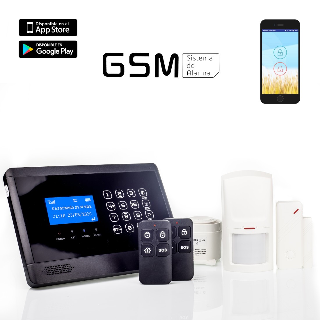 Kit Alarma M2BX, GSM/SMS/LCD, Sin Cuotas